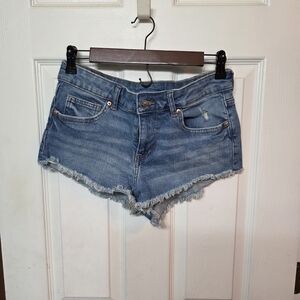 H&M Light Blue Distressed Denim Cutoff Shorts